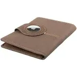 GARZINI Passport Holder with AirTag, Passport Wallet with RFID, Travel Accessories, Travel Document Holder with ID Window, Leather Passport Holder for 7 Cards, Java Brown