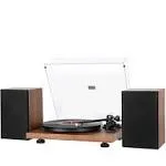 1 by One Bluetooth Turntable HiFi System with 36 Watt Bookshelf Speakers