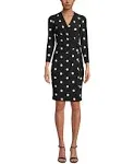 Anne Klein black and white polka dot faux wrap dress size small