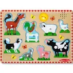 Melissa & Doug Farm Animals Sound Puzzle - Wooden Peg Puzzle With Soun