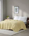 Madison Park - Freshspun Basketweave Cotton Blanket - King - Yellow