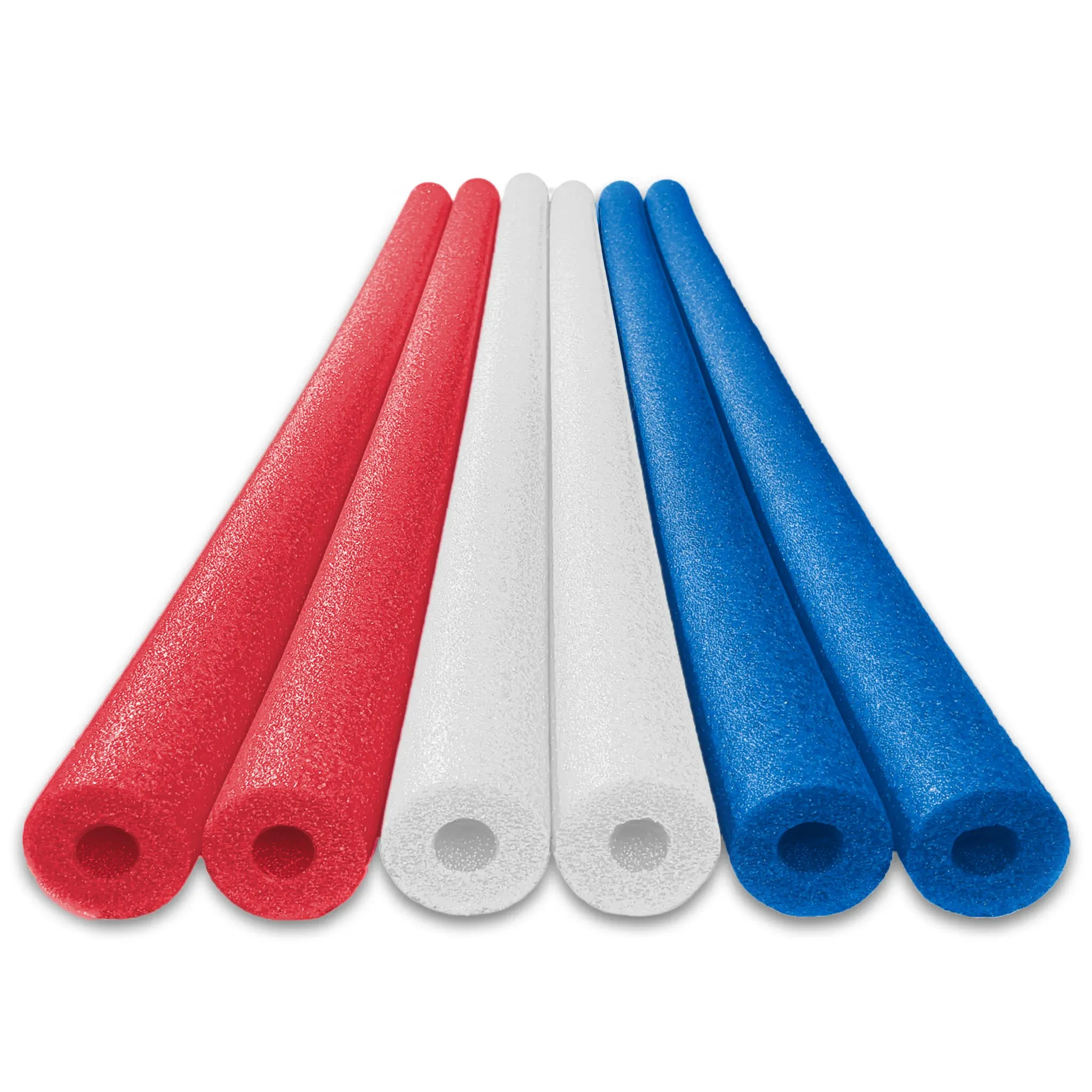 6 Pack Red White and Blue Patriot Pack Deluxe Foam Pool Swim Noodles