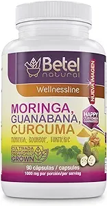 Betel Natural Premium Moringa Guanabana and Curcuma 3 Powerful Superfoods in 1-90 Capsules