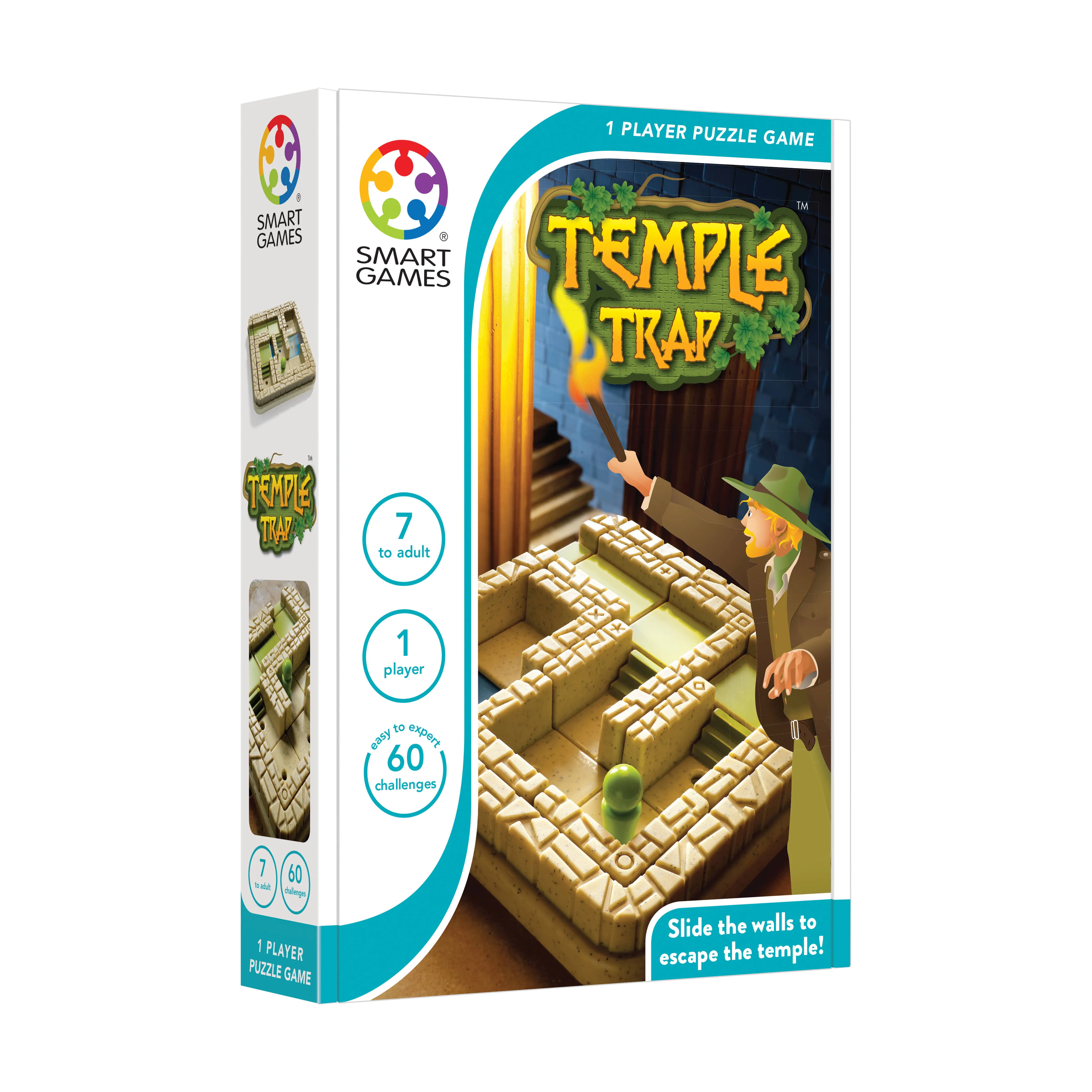 SmartGames Temple Trap Cognitive Skill-Building Travel Game with Portable Case Featuring 60 Challenges for Ages 7 - Adult