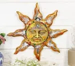 Ebros Mosaic Celestial Solar Radiant Surya Sun God Wall Decor 11"Wide Plaque