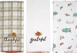 Avanti Linens - Kitchen Towels, 3-Piece Cotton Towel Set, Fall Inspired Kitchen Decor (Grateful Patch)