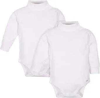 Gerber 2-Pack Baby Neutral White Long Sleeve Turtleneck Onesies Bodysuits - 4T