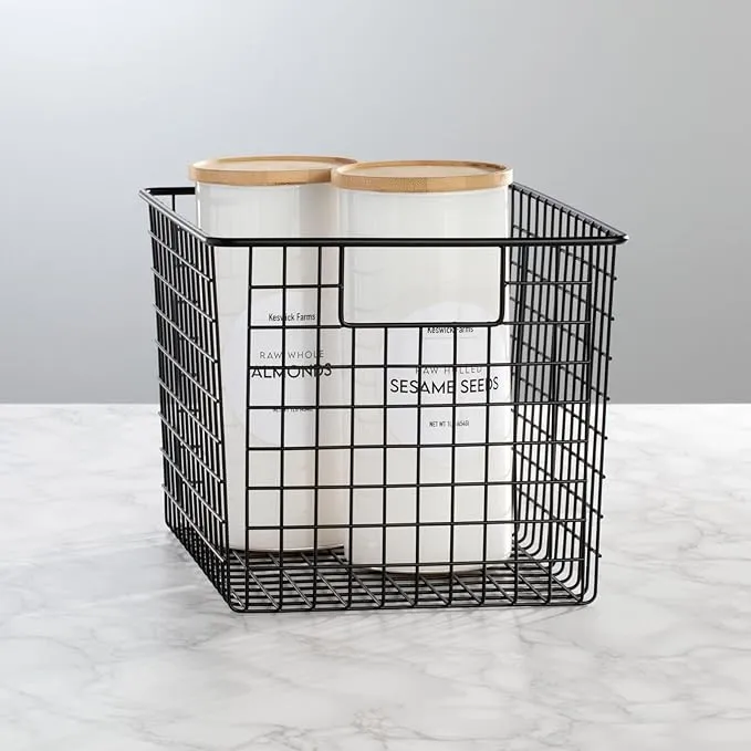 Extra Deep Metal Wire Kitchen Pantry Food Storage Basket by mDesign