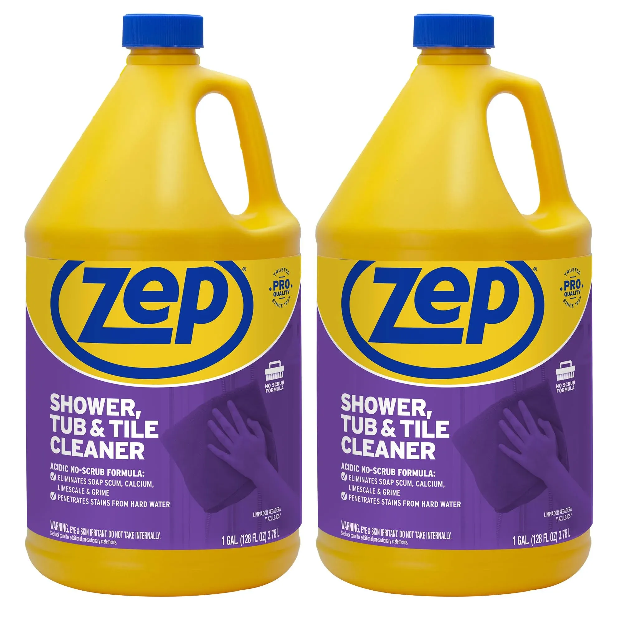 Zep Shower Tub and Tile Cleaner 1 Gallon ZUSTT128 (Case of 2) - No Scrub Pro Formula Breaks Up Tough Buildup On Contact