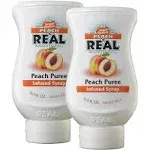 Real Infused Exotics Simply 2 PK Peach Puree Infused Syrup 16.9oz Bottle