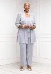 R&amp;M Richards Women&#39;s Lace ITY 2 Piece Pant Suit - Mother of the bride outfit