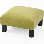 Adeco Small Footstool Geometric Art - Cuboid & Cylinder, 17.5x17.5x9 Ottoman Footrest, 16x16x9, Fresh Wheat