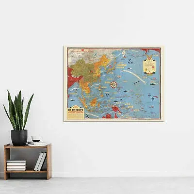 Map Turner 1944 War WWII on to Tokyo Pacific Extra Large XL Wall Art Poster Print