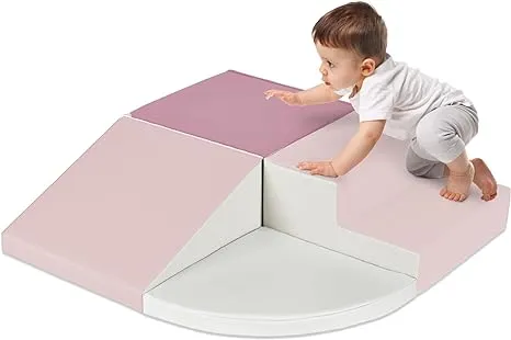 Best Choice Products 4-Piece Kids Climb & Crawl Soft Foam Block Activity Play Structures for Child Development, Color Coordination, Motor Skills - Pink