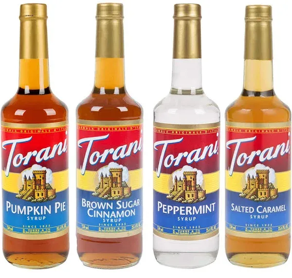 Torani Fall & Winter 3 Pack Syrup, Pumpkin Pie, Peppermint, Salted Caramel