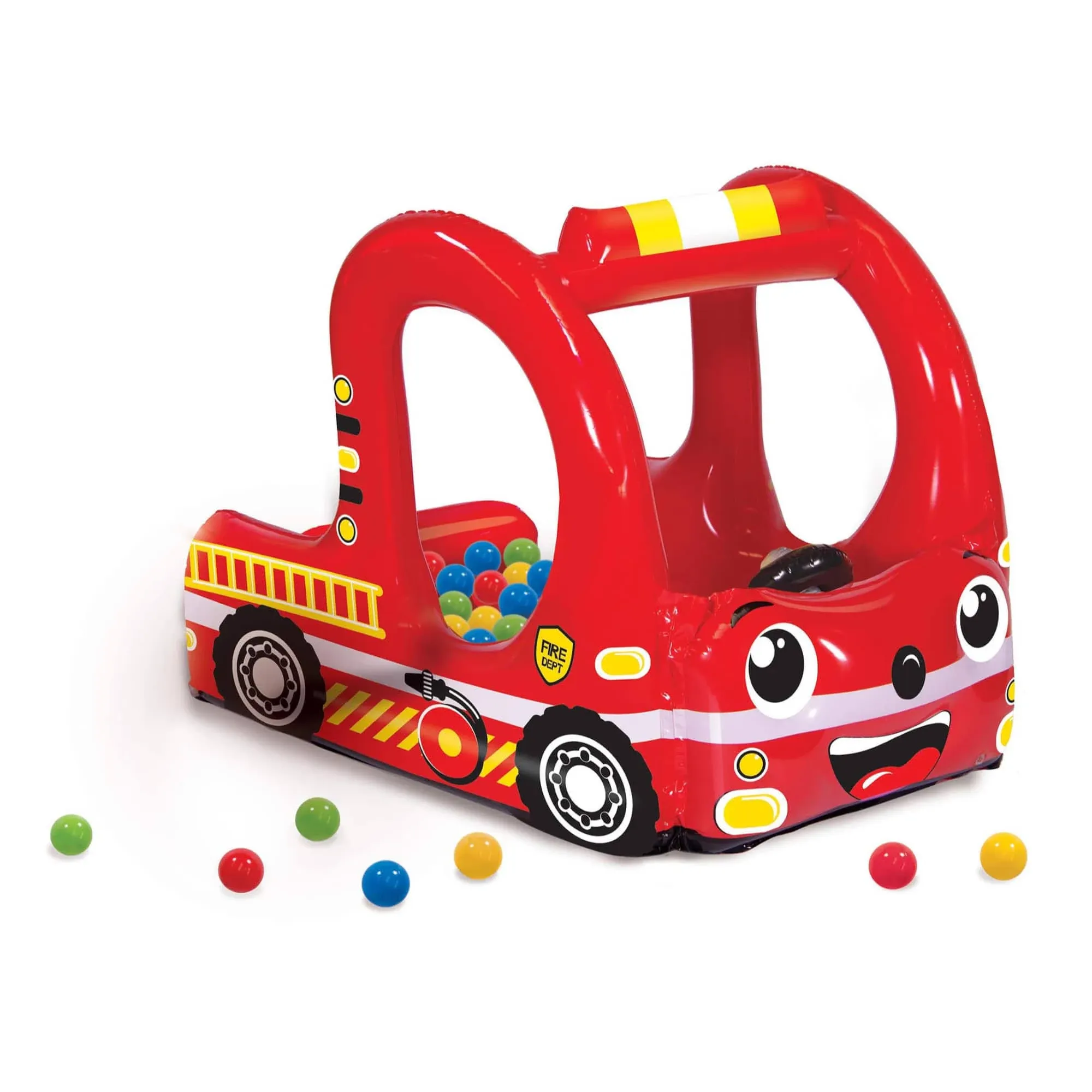 Red Box | Banzai Rescue Fire Truck Play Center Inflatable Ball Pit -Includes 20 Balls - Multi | Realry