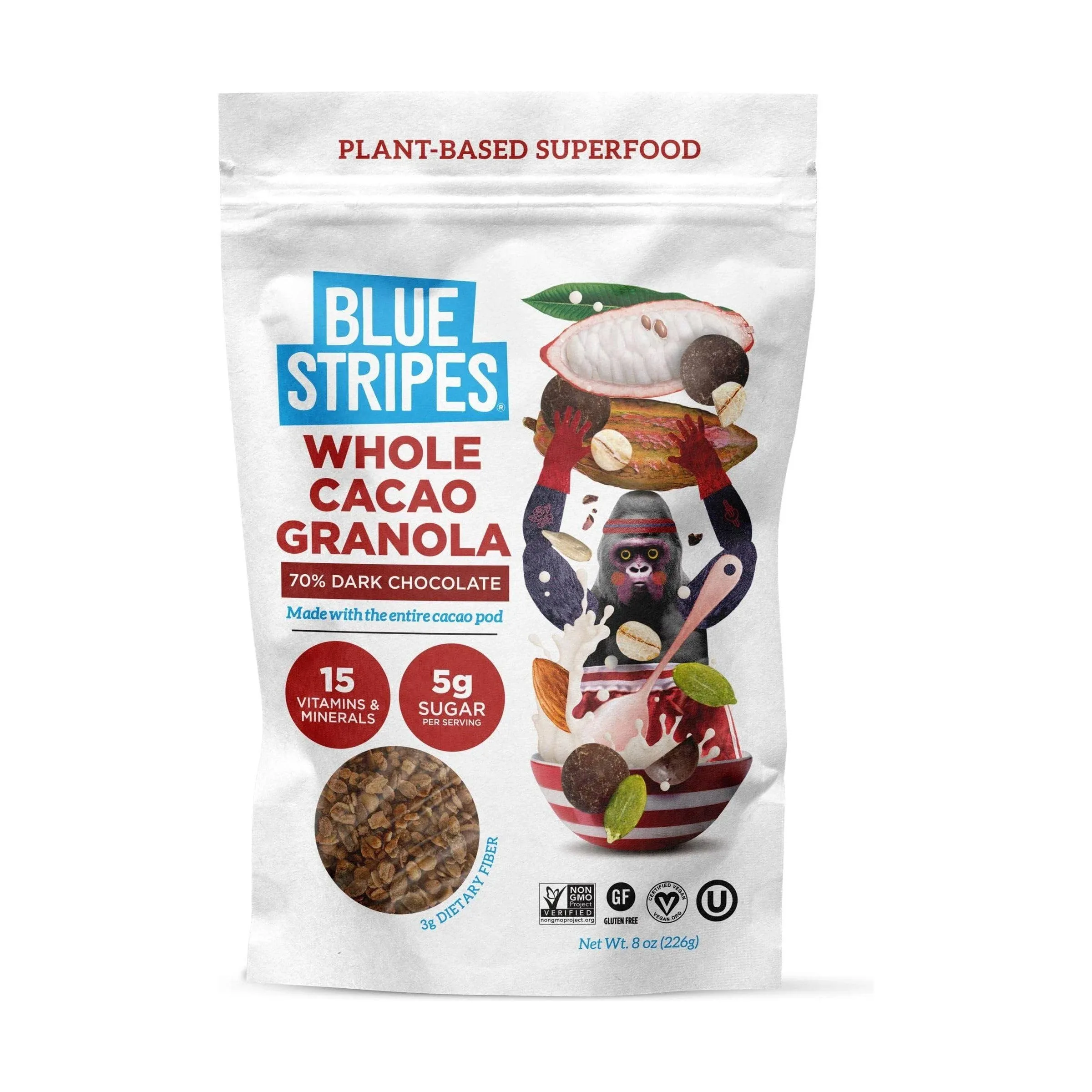 Blue Stripes Whole Cacao Dark Chocolate Granola