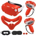 Compatible with Oculus Quest 2 Accessories, Silicone Face Cover, VR Shell Cover,Touch Controller Grip Cover,Protective Lens Cover,Disposable Eye Cover