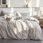 Bedsure Linen Duvet Cover Twin - Linen Cotton Blend Duvet Cover Set, Linen Color, 2 Pieces, 1 Duvet Cover 68 x 90 Inches and 1 Pillowcase, Comforter Sold Separately