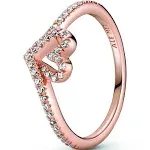 Pandora Sparkling Heart Wishbone Ring