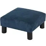 Joveco Ottoman Footrest Stool Small Fabric Square Footstool (Navy Blue)