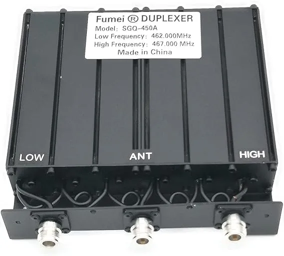 Fumei UHF 400-470MHz 50W Duplexer for Radio Repeater with Preset Low Frequency 462MHz & High Frequency 467MHz & N Female connectors