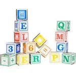 Play Cardboard ABC/123 Building Learning Blocks 50 Pack Larger 3&#034;X 3&#034; for Kids