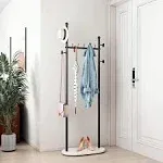 DR.IRON Black Clothing Rack with Marble Base and Shelves - Modern, Freestanding, Heavy Duty