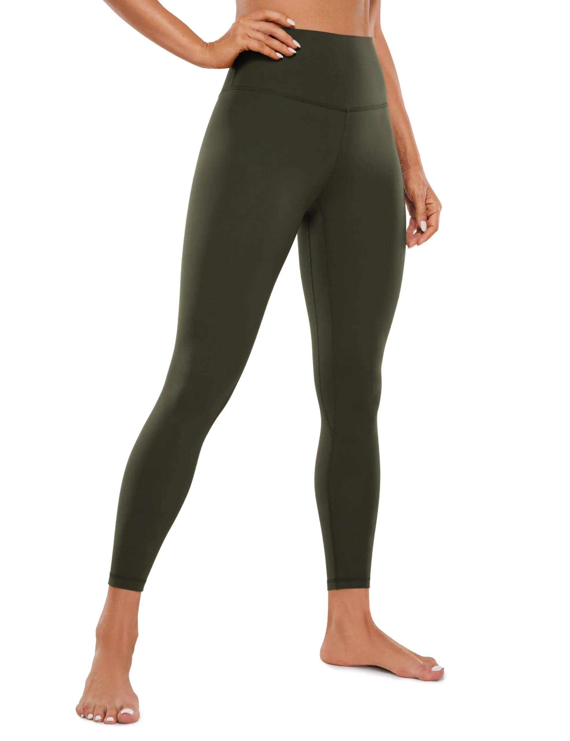 CRZ Yoga Womens Butterluxe High Waisted Double Seamed Yoga Leggings 25" Olive ...