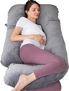 MOON PINE Pregnancy Pillow, U Shaped Full Body Pillow for Maternity Support, Sleeping Pillow with Cover for Pregnant Women (Dark Grey)