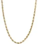 14K Gold Necklace, 24" Diamond Cut Rope Chain (4mm)