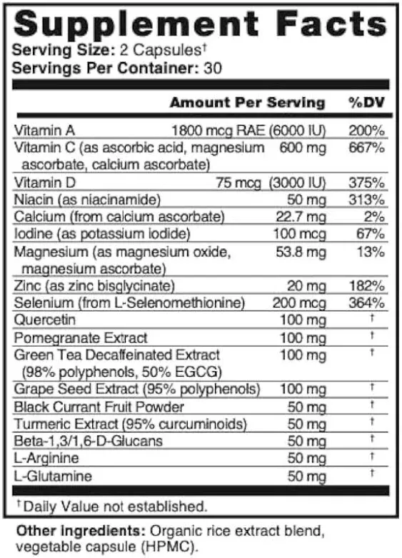 17 in 1 Complete Immune Support Supplement | Immune Boost with Vitamin C, Vitamin D, Vitamin A, Zinc, Quercetin, Turmeric, Green Tea, Selenium | Daily Immunity Support Supplement for Adults - 60 Count