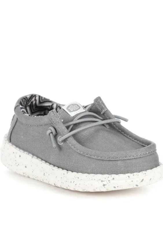 NEW Hey Dude Wally Toddler Canvas Light Grey Shoes 5