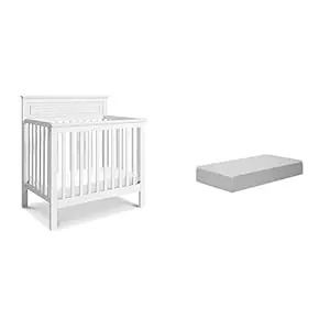 Davinci Autumn 4 in 1 Convertible Mini Crib, Slate with Complete Slumber Mini Crib Mattress