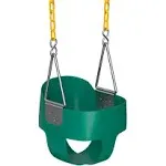 Jungle Gym Kingdom Toddler Swing - Heavy Duty, High Back, Full Bucket Baby Swing Seat with Coated Chains for Outdoor Use - Fully Assembled - Green