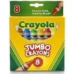 Crayola Jumbo Kid's Crayons, Assorted Colors, 8/Box (52-0389)