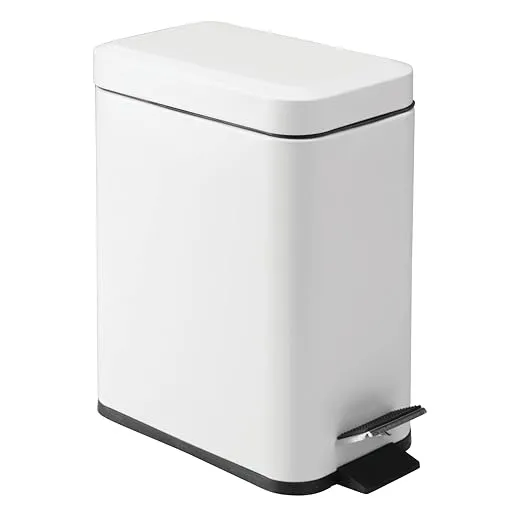 mDesign Rectangular Step-Open Wastebasket Trash Can - Brushed Stainless Steel