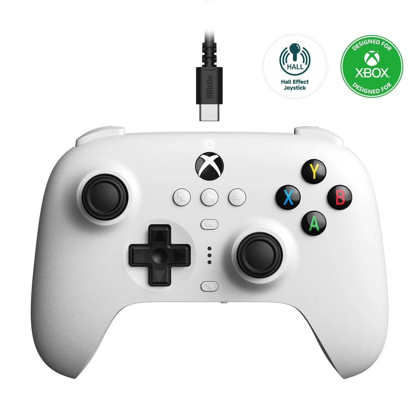 8Bitdo - Ultimate Wired Controller with Hall Effect Joysticks for Xbox - White