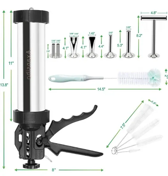 Axansiho Upgraded 1.57lb Capacity Stainless Steel Jerky Gun Sausage Stuffer Machine Beef Jerky Gun Sausage Maker Jerky Shooter Jerky Gun Kit with 5