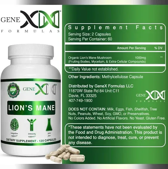 Genex Lion's Mane 1000mg (120 Capsules)