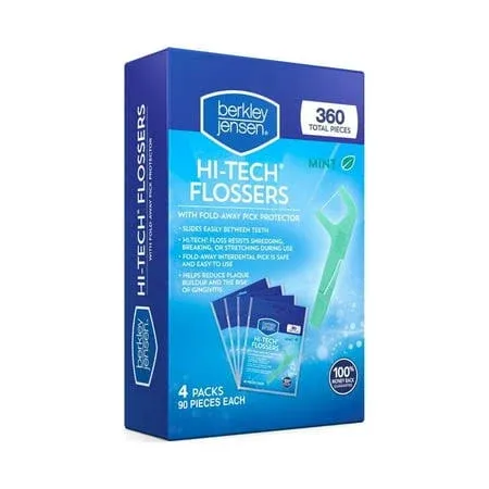 Product of Berkley Jensen Mint Hi-Tech Flossers 4 Pk. 90 Ct., Assorted