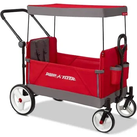 Radio Flyer Convertible Stroll N Wagon with Push and Pull Handle, Red/Black