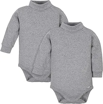 Gerber Baby Boys' 2-Pack Long Sleeve Turtleneck Onesies Bodysuits