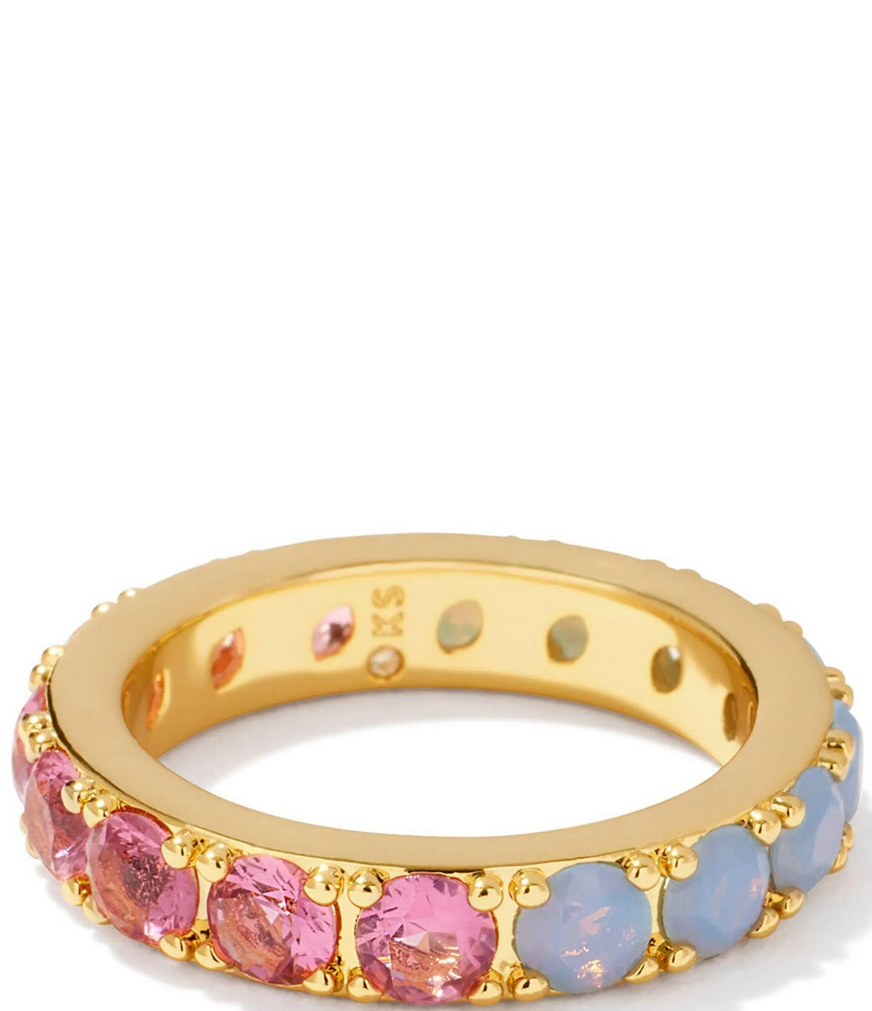 Chandler Gold Band Ring in Pink Blue Mix