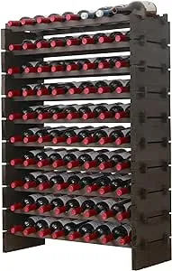 fdjamy Wine Rack Cabinet Wooden Freestanding for Floor Stackable Storage Wine Bottle Holder