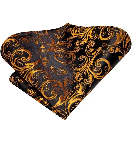 Dubulle Mens Tie Set Solid Paisley Necktie for Men Pocket Square Cufflinks Formal Silk