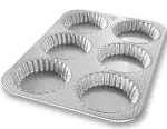 USA Pan Bakeware Aluminized Steel Mini Fluted Tart Pan, 6-Cup