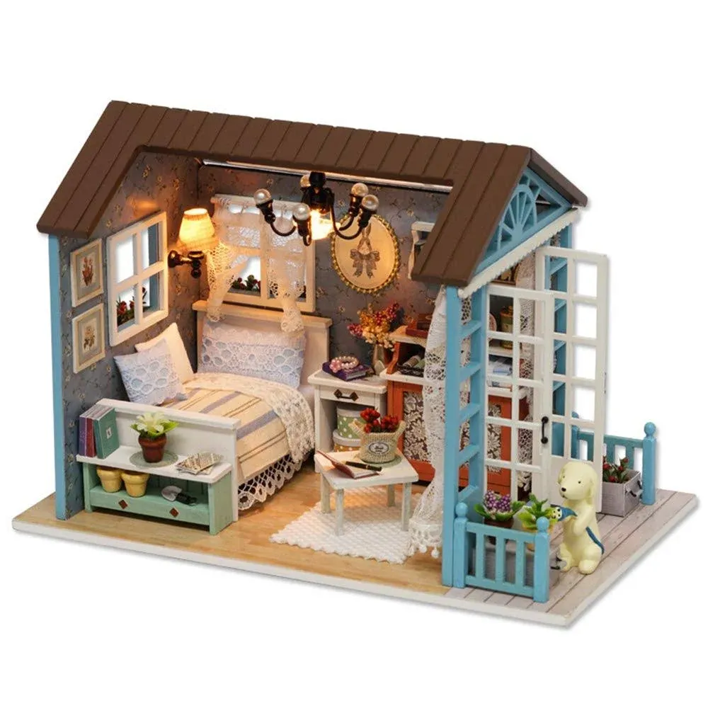 TuKIIE DIY Miniature Dollhouse Kit 1:24 Scale Wooden Mini Doll House Accessories ...