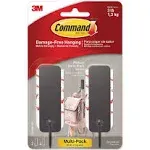 Command - Decorative Hooks, Medium, Brushed Nickel, 2 Hook and 4 Strips/Pack