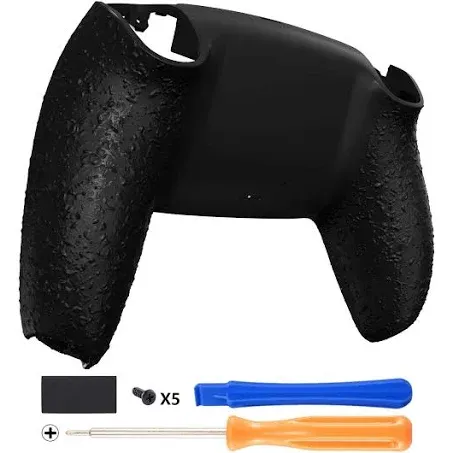 eXtremeRate Black Soft Touch Custom Back Housing Bottom Shell Compatible with ps5 Controller, Replacement Back Shell Cover Compatible with ps5 Controller - DPFP3009